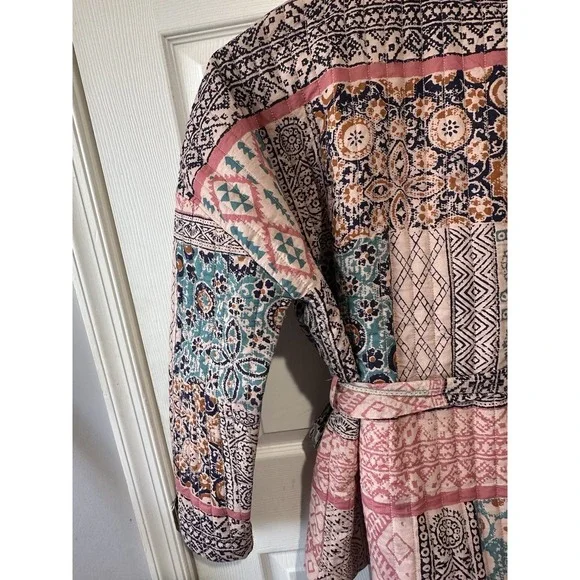 Julia Amory Hazel Wrap Jacket Rose Kilm Patchwork Womens M - Picture 9 of 15